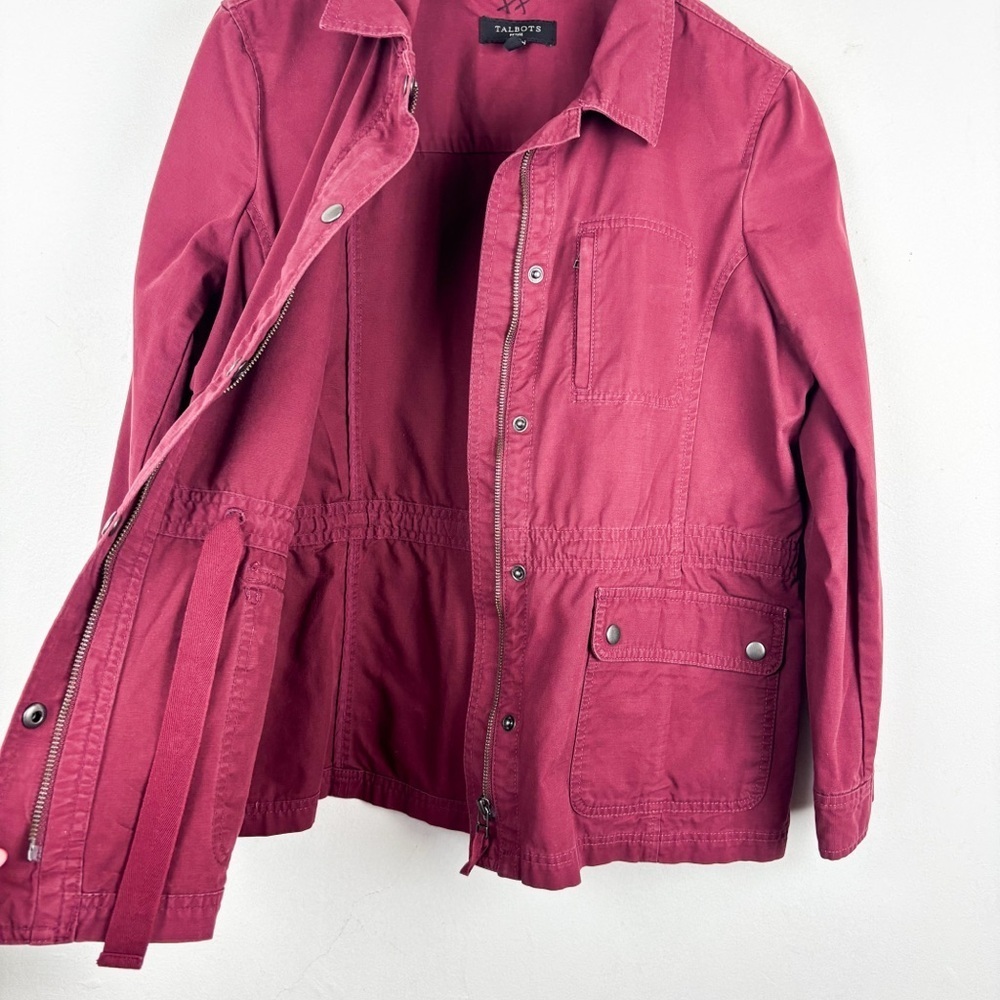 Talbots Women’s Red Twill Safari Jacket Sz Lp - Picture 7 of 8